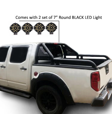 2005-2021 Nissan Frontier Gladiator Roll Bar Kit Modular Incl. 2 pairs of 7.0"Dia.  LED  Lights w/ Black Trim Rings w/ Wiring Harness and Switch | Black Horse Off Road - Image 5