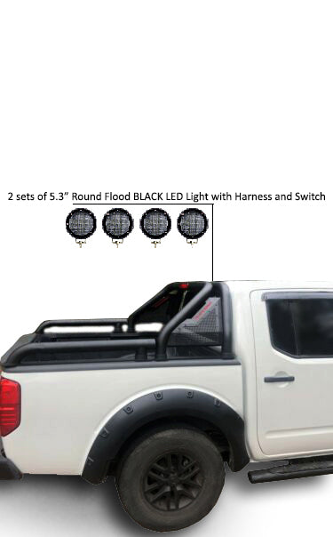 2005-2021 Nissan Frontier Gladiator Roll Bar Kit Modular 2 sets of 5.3" Dia.  Black LED Flood Lights w/ Harness and Switch | Black Horse Off Road - Image 8