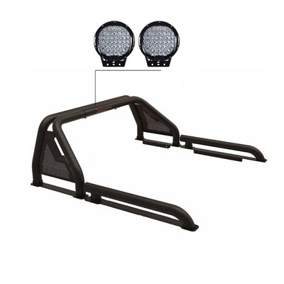 2019-2026 Ford Ranger Gladiator Roll Bar Kit Modular W/ Set of 9" Black Round LED Light | Black Horse Off Road - Image 3