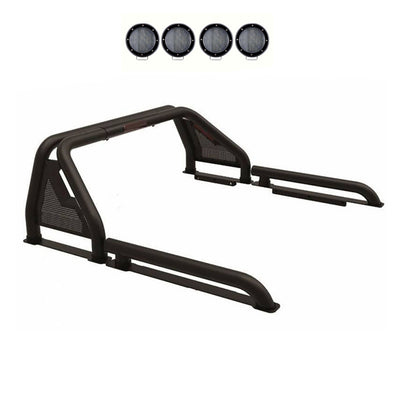 2019-2026 Ford Ranger Gladiator Roll Bar Kit Modular 2 sets of 5.3" Dia.  Black LED Flood Lights w/ Harness and Switch | Black Horse Off Road - Image 1