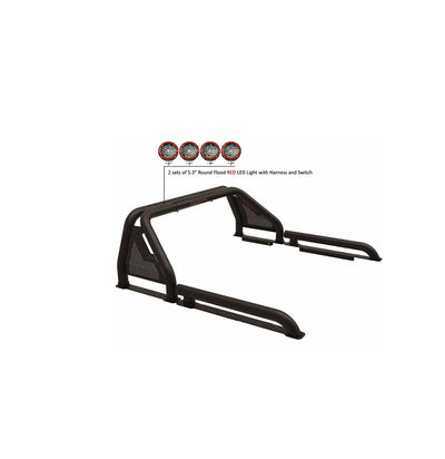 2019-2026 Ford Ranger Gladiator Roll Bar Kit Modular 2 sets of 5.3" Dia.  Black LED Flood Lights w/ Harness and Switch | Black Horse Off Road - Image 10