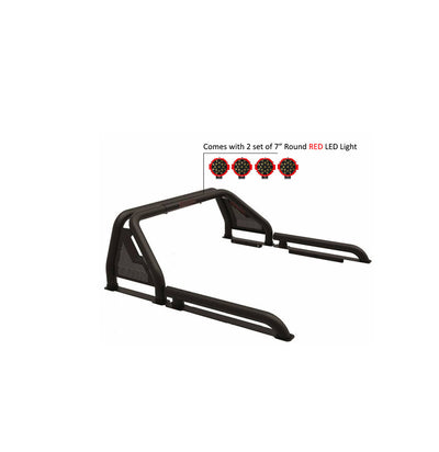 2019-2026 Ford Ranger Gladiator Roll Bar Kit Modular Incl. 2 pairs of 7.0"Dia.  LED  Lights w/Red Trim Rings w/ Wiring Harness and Switch | Black Horse Off Road - Image 8