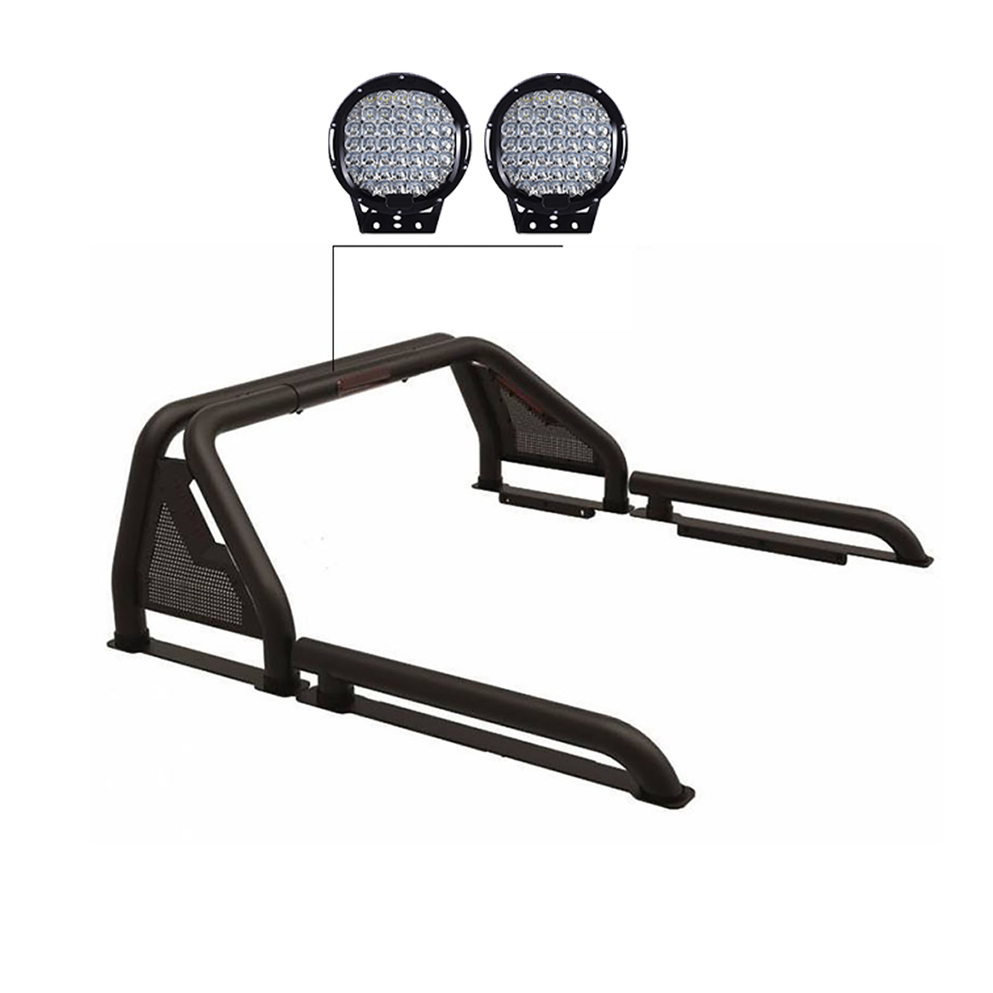 2022-2026 Nissan Frontier Gladiator Roll Bar Kit Modular W/ Set of 9" Black Round LED Light | Black Horse Off Road - Image 3