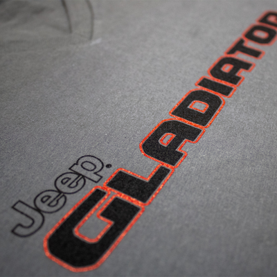 Mens/Unisex V-neck Jeep® Gladiator Red/Black T-Shirt - Slate Grey