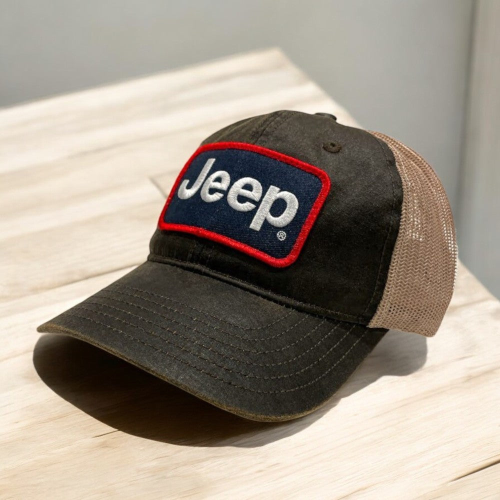 Hat - Jeep Coated Chino Twill Patch - Brown/Khaki