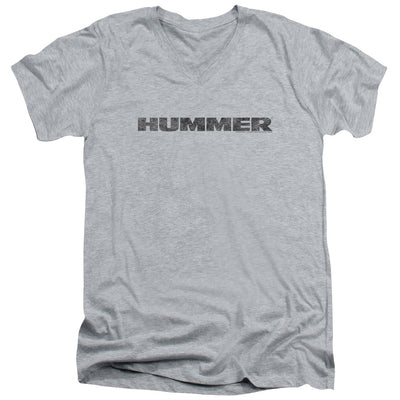 Hummer Distressed Logo Adult Slim Fit V-Neck Cotton Tee Athletic Heather