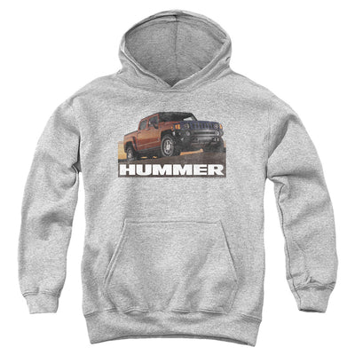 Hummer H3 Ad-Youth Hooded Sweatshirt-Athletic Heather