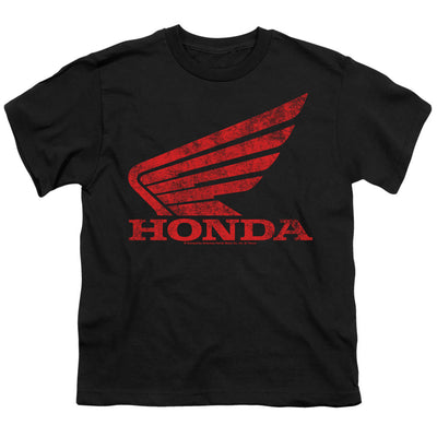 Honda Distressed Powersports Wing-Youth Short Sleeve-Black