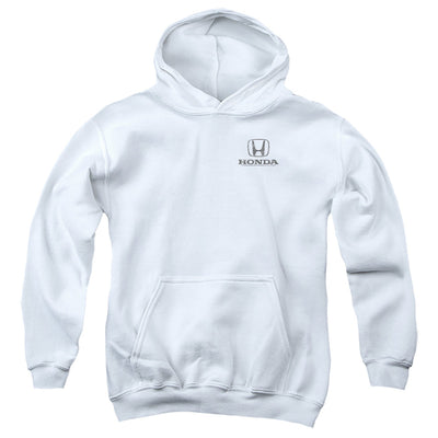 Honda Distressed Left Chest Logo-Youth Hooded Sweatshirt-White