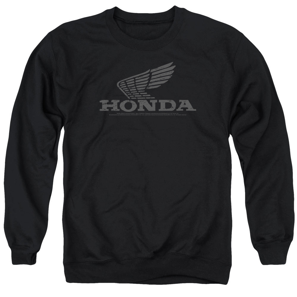 Honda Vintage Wing-Adult Crewneck Sweatshirt-Black