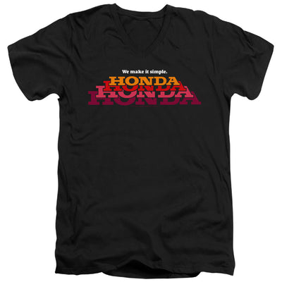 Honda Make It Simple Logo-Adult Slim Fit V Neck Cotton-Black
