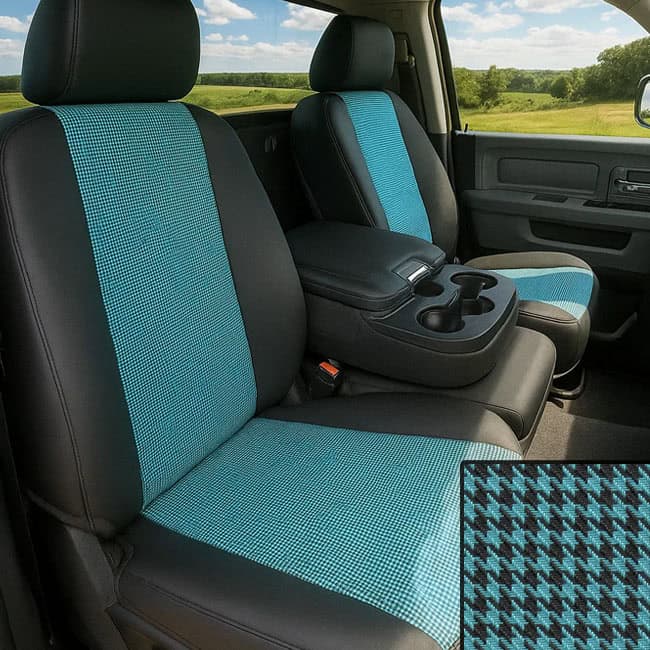 Custom Fit Truck Seat Covers for Ford, Chevy, Ram & Toyota – Houndstooth Designer Fabric | Made in USA