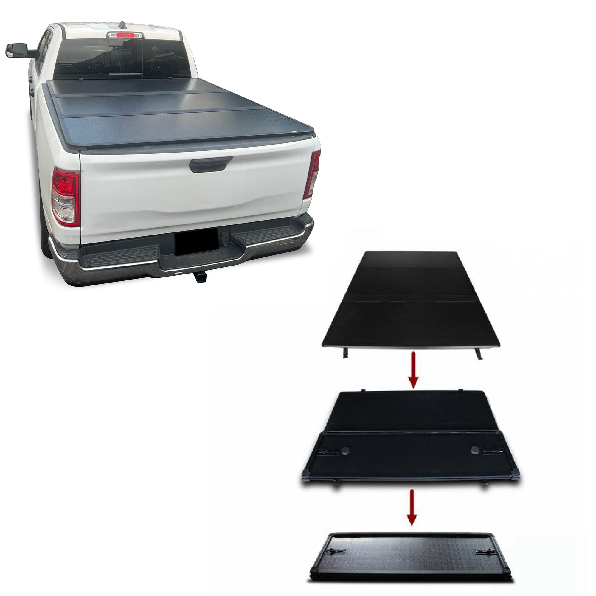 2015-2025 Dodge Ram 2500 Hard Tonneau Cover High Profile Trifold | Black Horse Off Road - Image 1