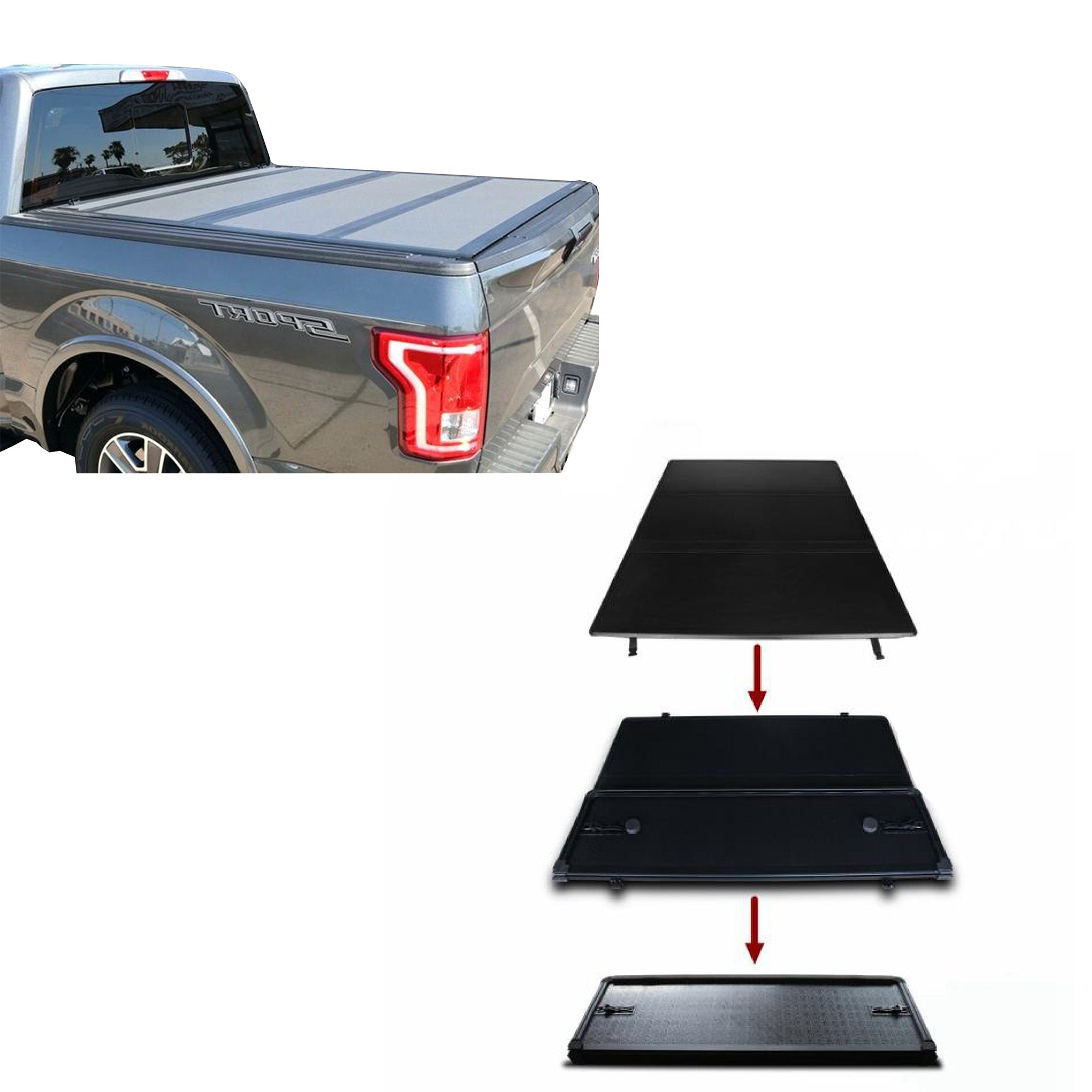 2015-2026 Ford F-150 Hard Tonneau Cover High Profile Trifold | Black Horse Off Road - Image 1