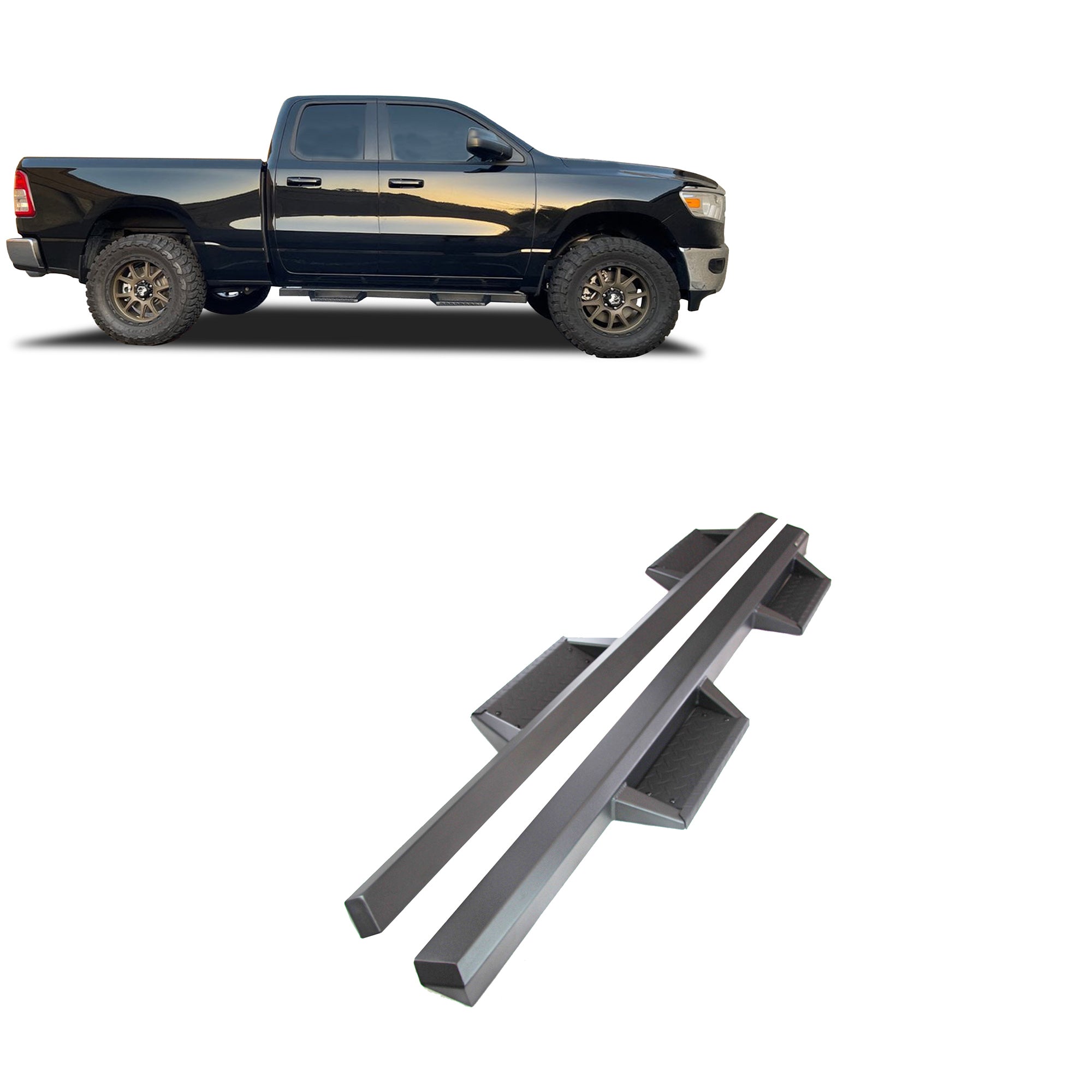 2009-2025 Dodge Ram 1500 Impact Heavy Duty Drop Side Steps | Black Horse Off Road - Image 1