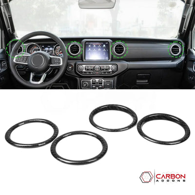 2018+ Jeep Wrangler JL & 2020+ Gladiator JT Real Carbon Fiber Dashboard A/C Vent Trim Covers (4pcs)