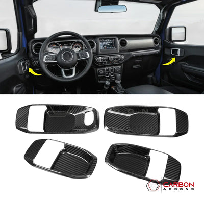 2018+ Jeep Wrangler JL & 2020+ Gladiator JT Real Carbon Fiber Interior Door Handle Trim Covers (4pcs)