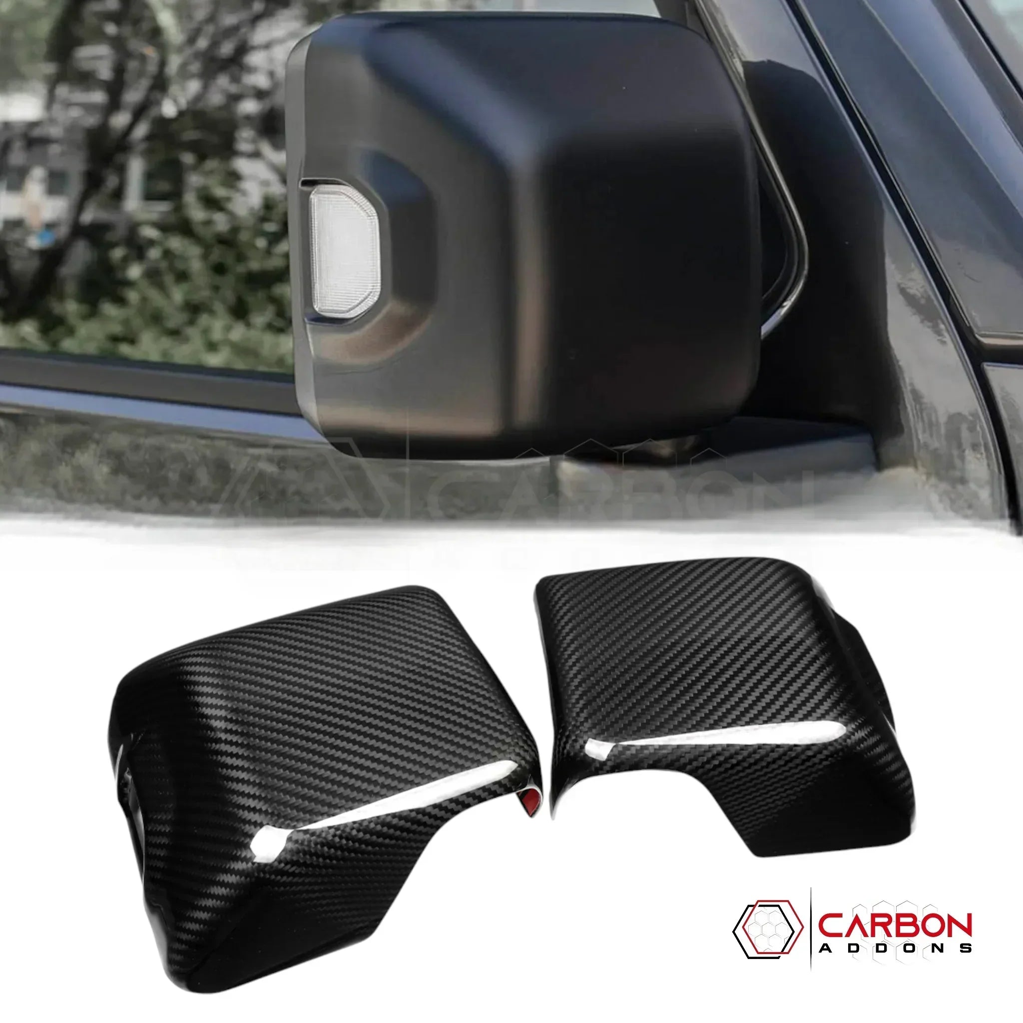 2018+ Jeep Wrangler JL & 2020+ Gladiator JT Real Carbon Fiber Mirror Covers (With or Without Turn Signal)