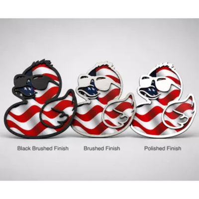 Jeep Cool Duck Emblem with American Flag Background - Stainless Steel, Choose Finish - American Car Craft