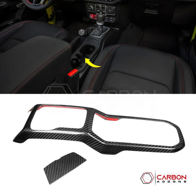 2018+ Jeep Wrangler JL & 2020+ Gladiator JT Real Carbon Fiber Center Console Shift Panel Trim