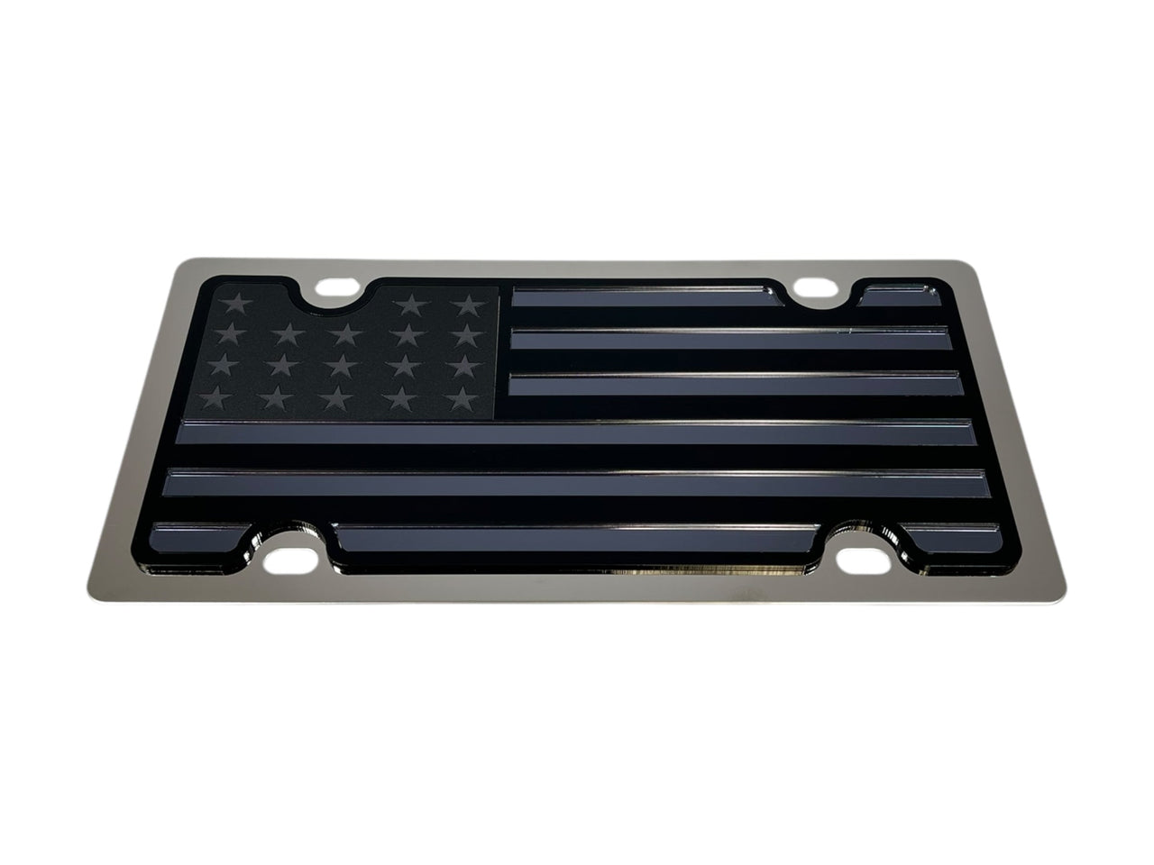 Blacked Out USA Flag Stainless Steel License Plate