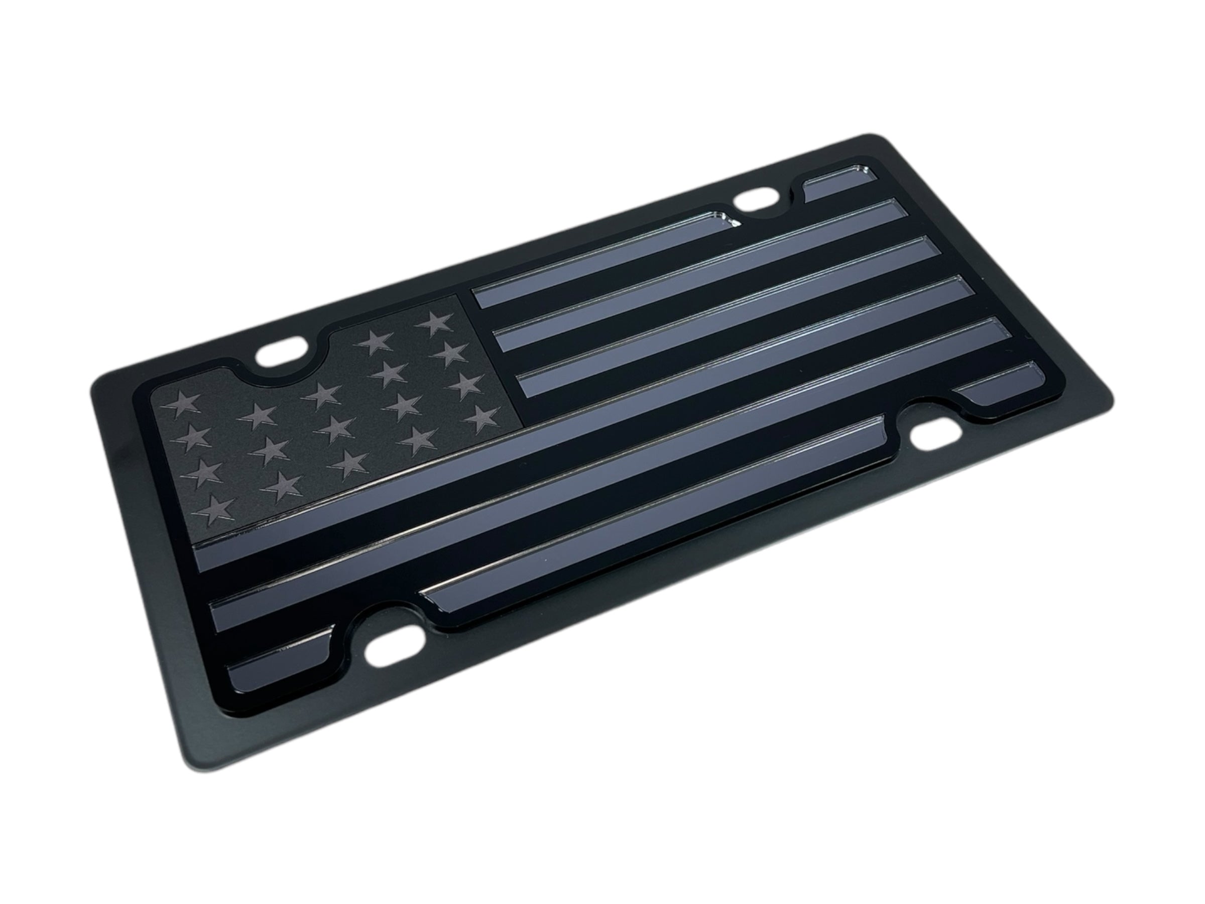 United States Flag Blacked Out Carbon Steel License Plate