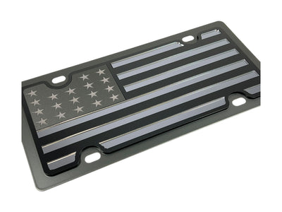 United States Flag Blacked Out Carbon Steel License Plate