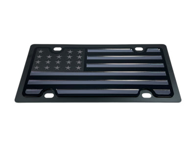 United States Flag Blacked Out Carbon Steel License Plate