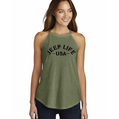 Ladies Jeep® Life Rocker Tank Top - Military Green Triblend