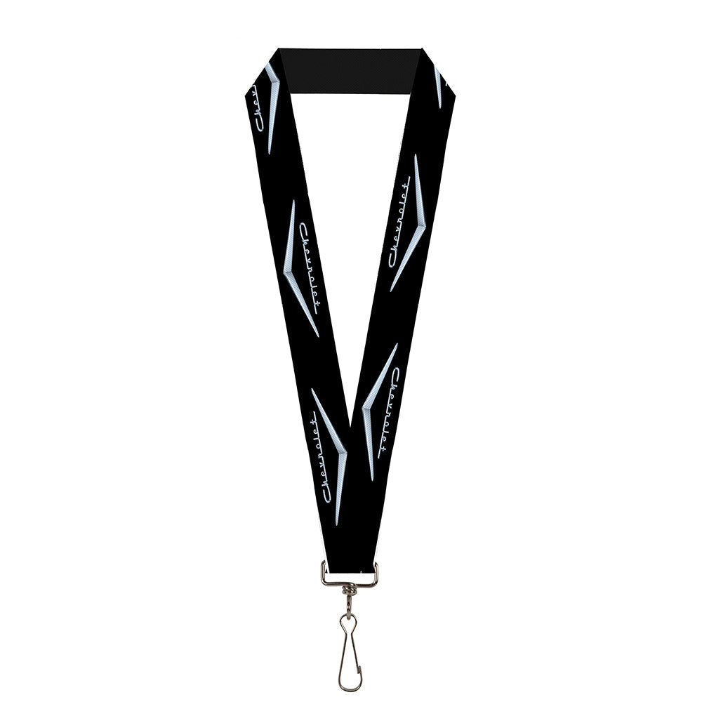 Lanyard - 1.0" - 1955-57 CHEVROLET V Emblem Black Silver