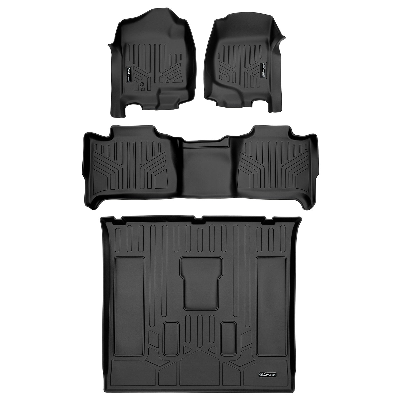 SMARTLINER 2011 - 2014 Chevrolet Tahoe 8 Passenger Custom Fit Floor Liners - 1st, 2nd & 3rd Rows - 3rd Seat Down