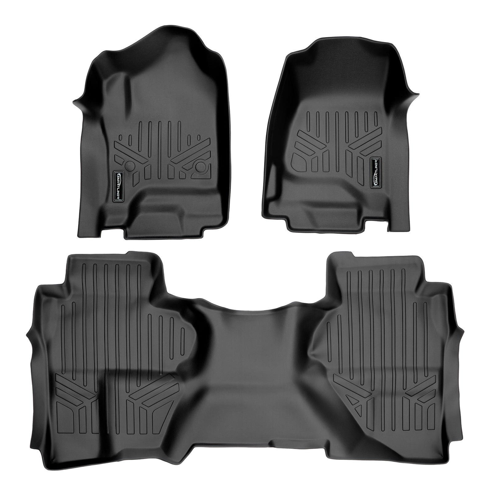SMARTLINER 2015 - 2019 Chevrolet Silverado 3500 HD Double Cab Custom Fit Floor Liners - 1st & 2nd Rows - Fits Bench or Bucket - No Hump