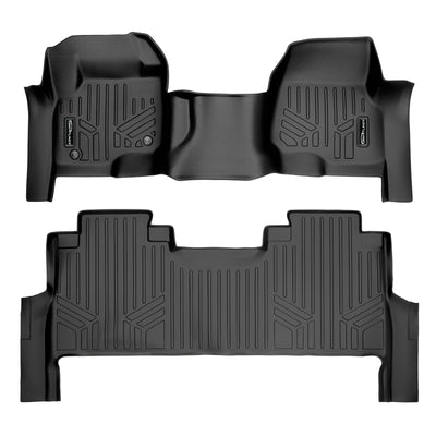 SMARTLINER 2017 - 2025 Ford F-450 Super Crew Custom Fit Floor Liners - 1st & 2nd Rows - Over Hump - Carpet Only - W/ Storage