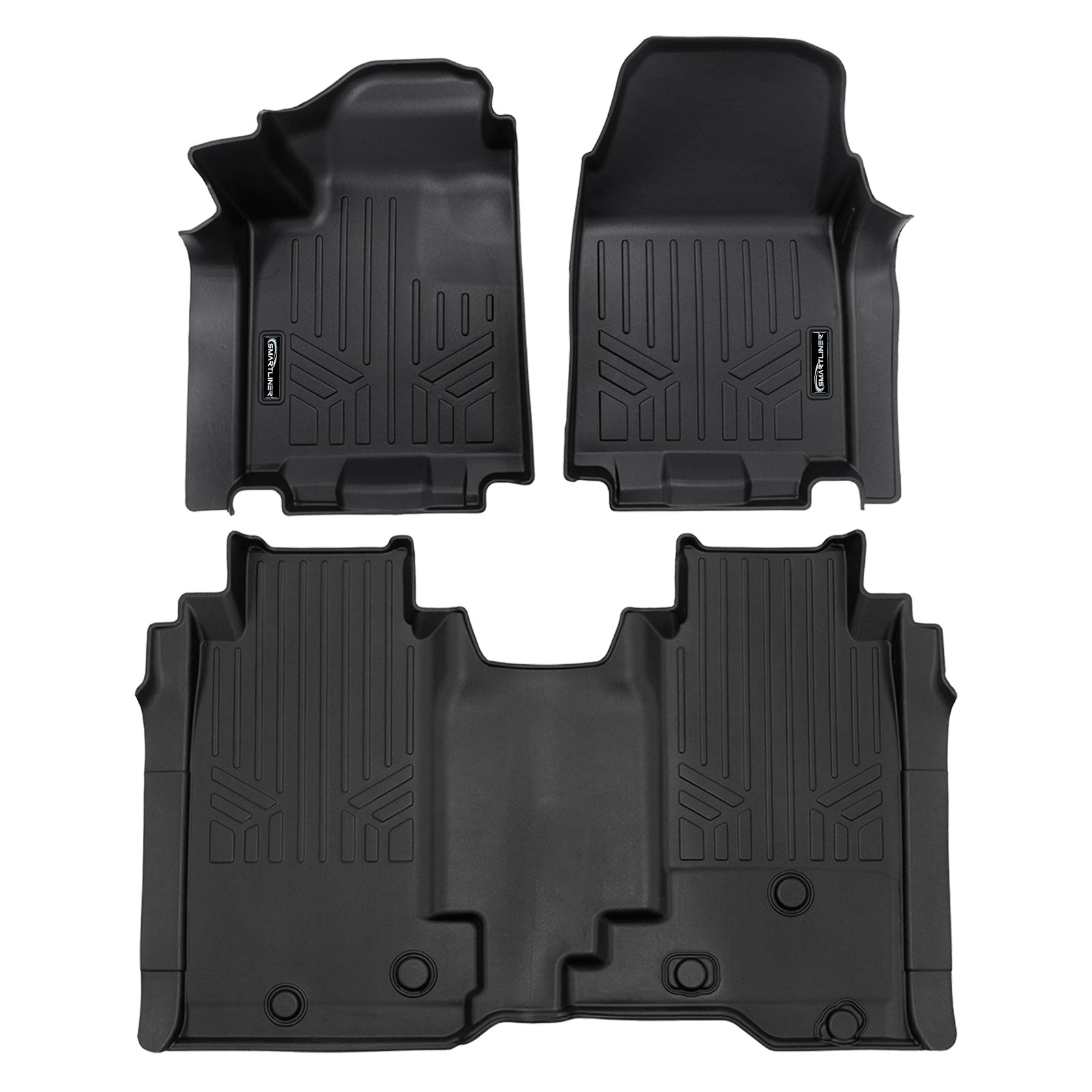 SMARTLINER 2024 - 2025 GMC Sierra All Configurations Custom Fit Floor Liners - 1st & 2nd Rows - W/o Midgate