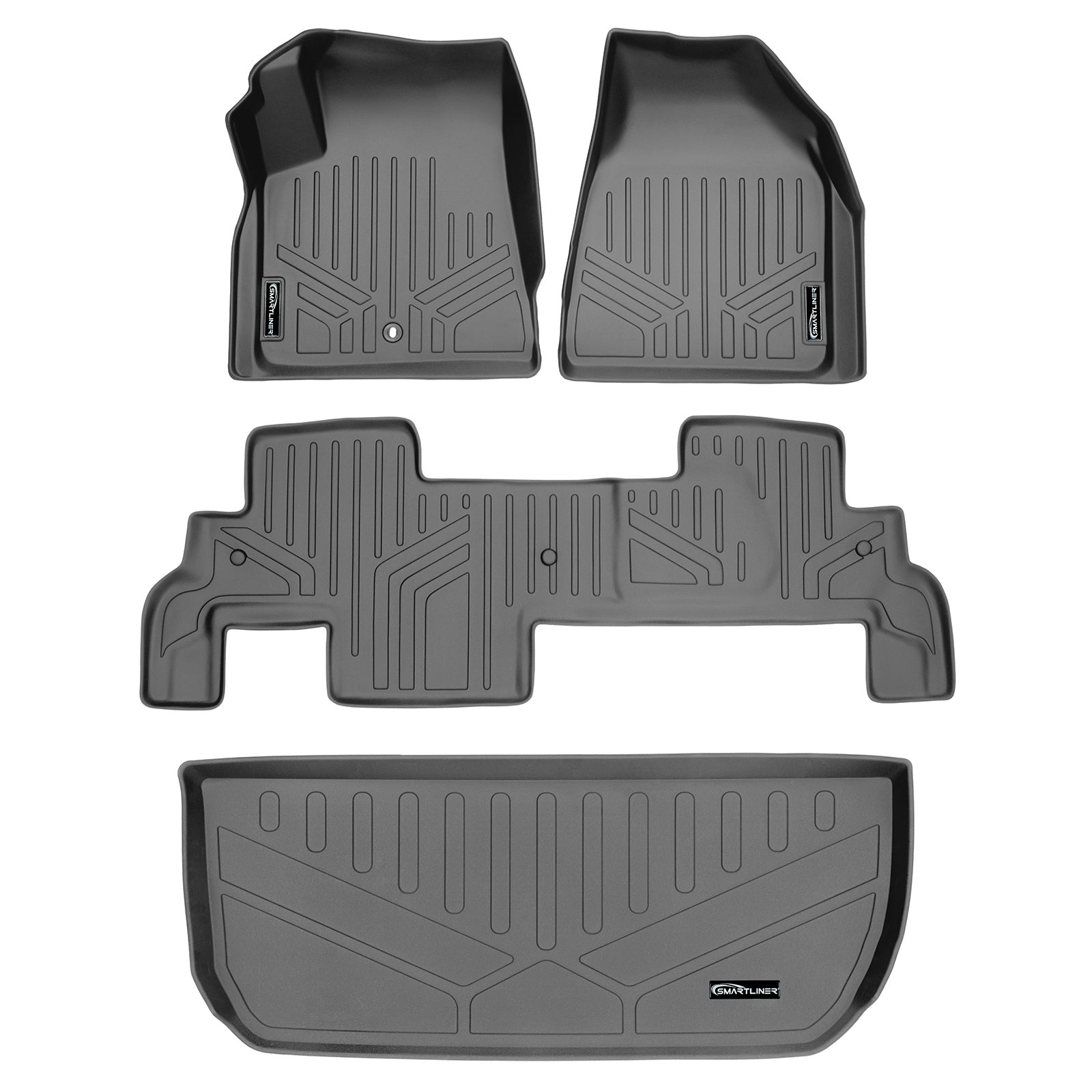 SMARTLINER 2011 - 2017 Chevrolet Traverse 8 Passenger Custom Fit Floor Liners - 1st, 2nd & 3rd Rows - 3rd Seat Up