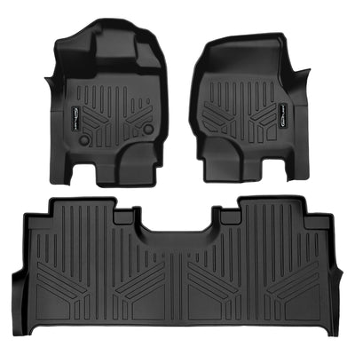 SMARTLINER 2015 - 2025 Ford F-150 Super Crew Custom Fit Floor Liners - 1st & 2nd Rows - No Hump - W/ Storage