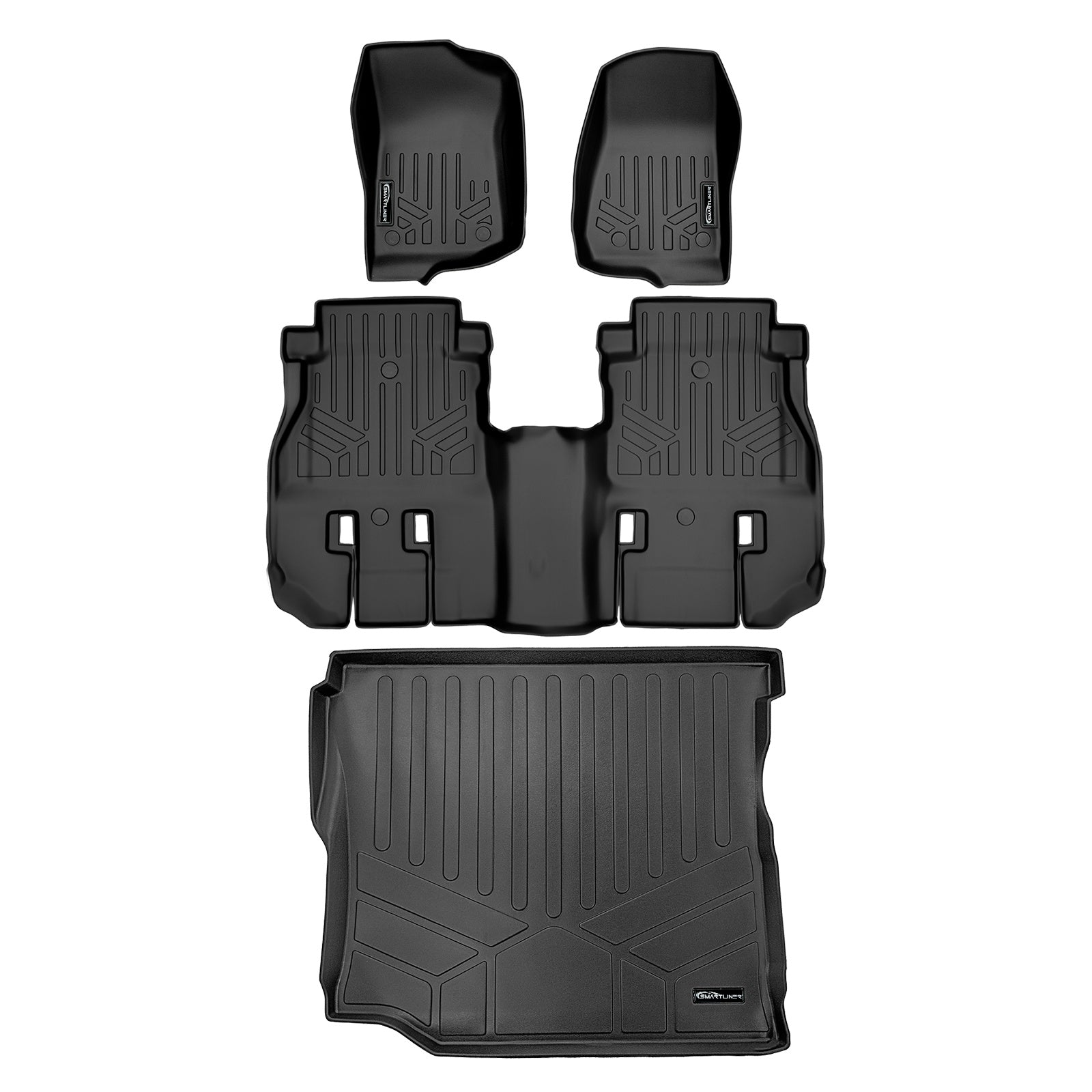 SMARTLINER 2019 - 2025 Jeep Wrangler 4 Door and Unlimited Custom Fit Floor Liners - 1st, 2nd & 3rd Rows - 3rd Seat Down