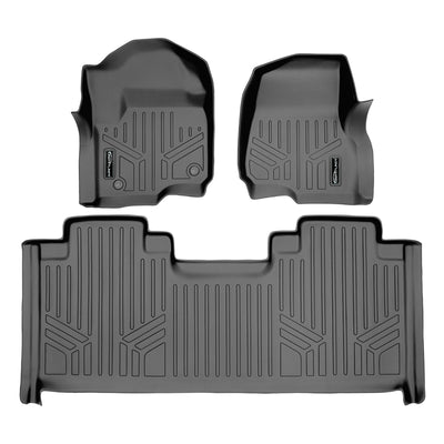 SMARTLINER 2017 - 2025 Ford F-450 Super Cab Custom Fit Floor Liners - 1st & 2nd Rows - No Hump - Carpet Only