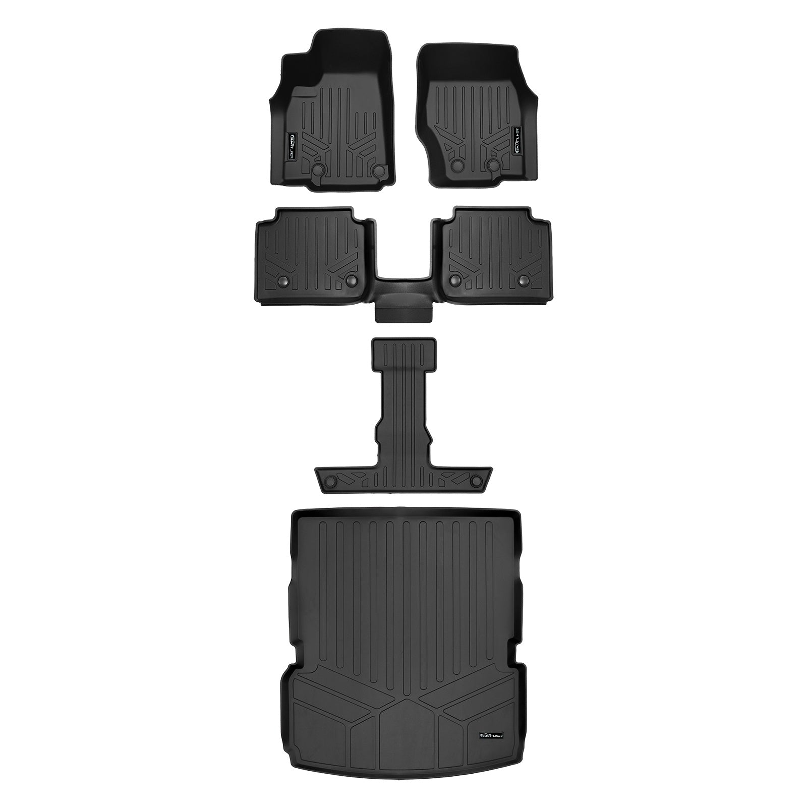 SMARTLINER 2021 - 2025 Jeep Grand Cherokee L 6 Passenger Custom Fit Floor Liners - 1st, 2nd, 3rd & 4th Rows - No Console