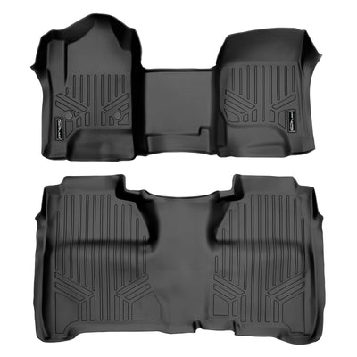 SMARTLINER 2015 - 2019 Chevrolet Silverado 3500 HD Crew Cab Custom Fit Floor Liners - 1st & 2nd Rows - Over Hump