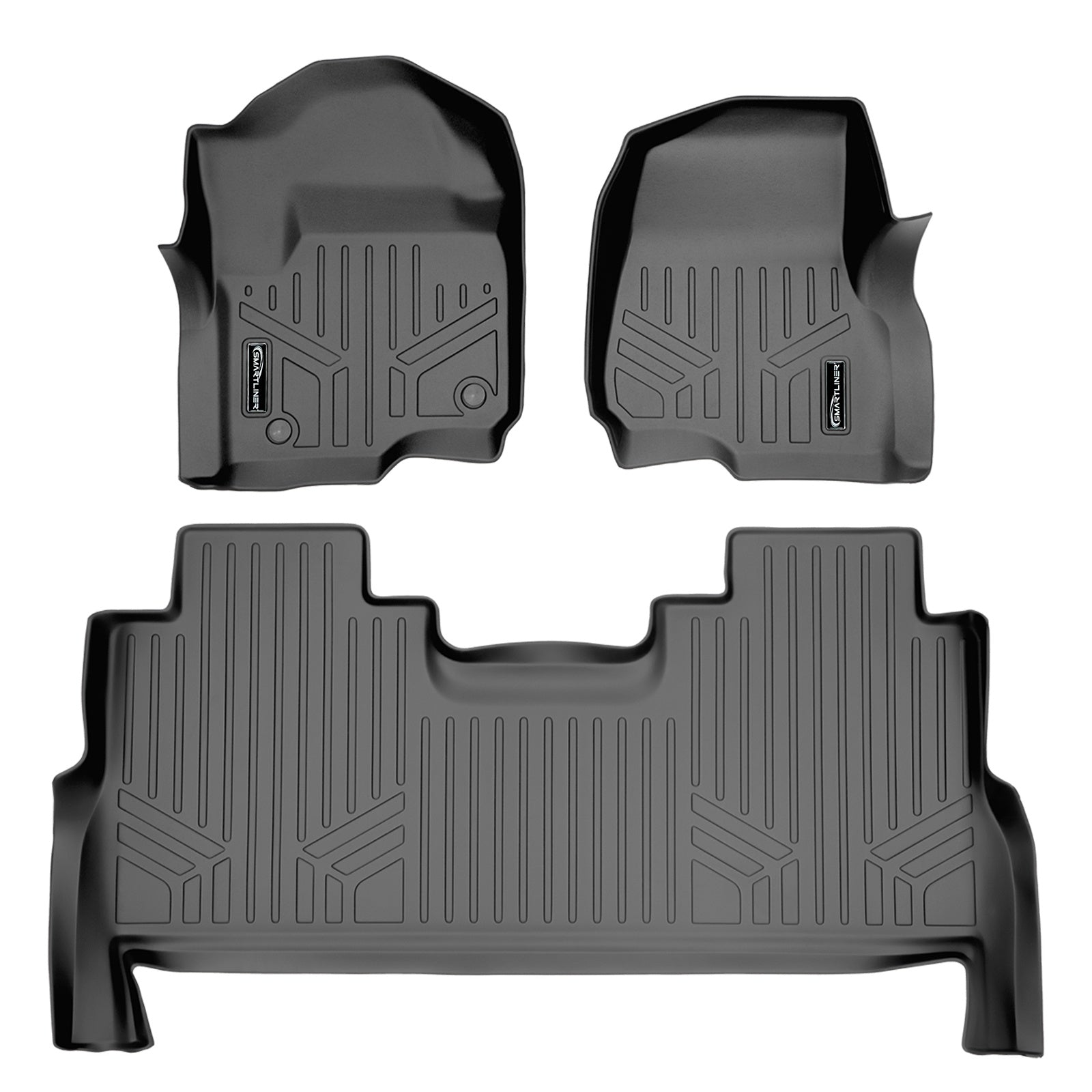 SMARTLINER 2017 - 2025 Ford F-250 Super Crew Custom Fit Floor Liners - 1st & 2nd Rows - W/ Storage