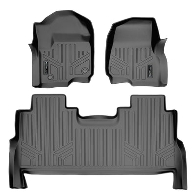 SMARTLINER 2017 - 2025 Ford F-250 Super Crew Custom Fit Floor Liners - 1st & 2nd Rows - W/ Storage