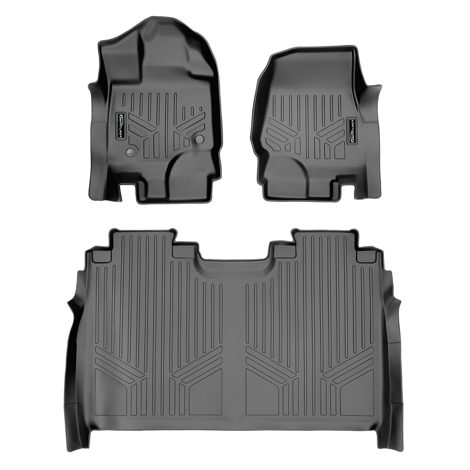 SMARTLINER 2015 - 2025 Ford F-150 Super Crew Custom Fit Floor Liners - 1st & 2nd Rows - No Hump - No Storage