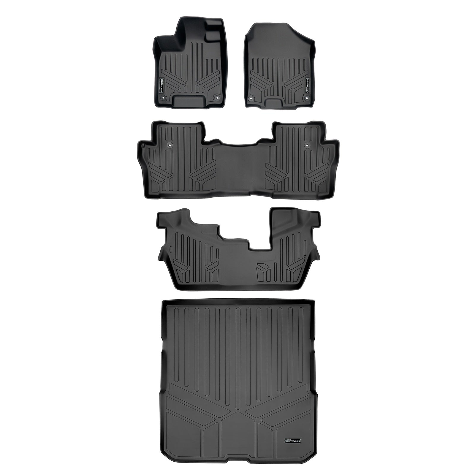 SMARTLINER 2016 - 2022 Honda Pilot 8 Passenger Custom Fit Floor Liners - 1st, 2nd, 3rd & 4th Rows