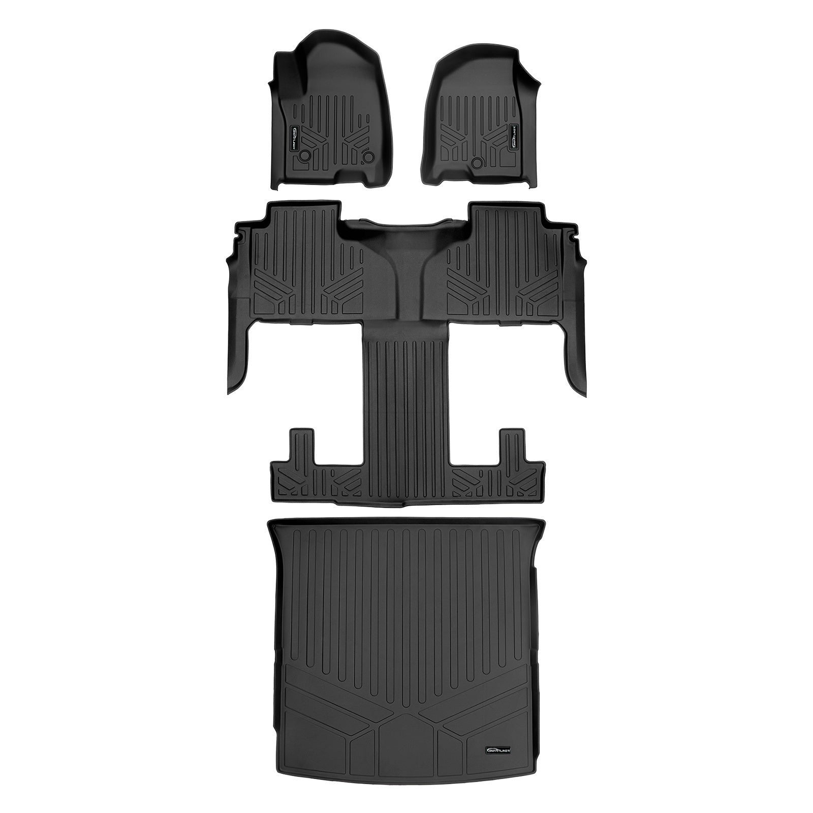 SMARTLINER 2021 - 2025 Chevrolet Tahoe 7 Passenger Custom Fit Floor Liners - 1st, 2nd, 3rd & 4th Rows - 3rd Seat Down