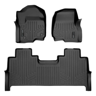 SMARTLINER 2017 - 2025 Ford F-450 Super Crew Custom Fit Floor Liners - 1st & 2nd Rows - No Hump - Carpet Only - W/ Storage