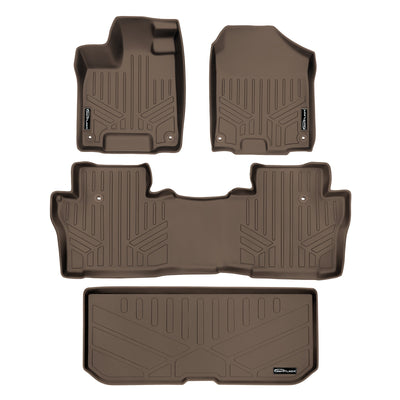 SMARTLINER 2016 - 2022 Honda Pilot 7 Passenger and 8 Passenger Custom Fit Floor Liners - 1st, 2nd & 3rd Rows - Upper Deck