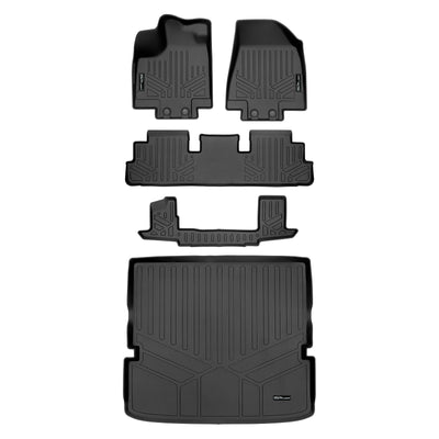 SMARTLINER 2022 - 2025 Nissan Pathfinder 7 Passenger and 8 Passenger Custom Fit Floor Liners - 1st, 2nd, 3rd & 4th Rows - 3rd Seat Down