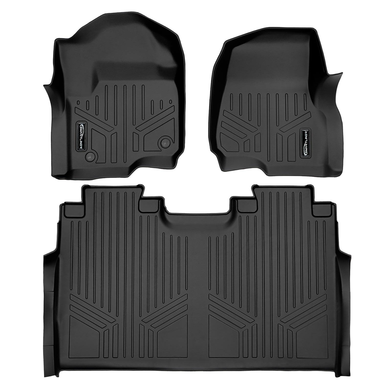 SMARTLINER 2017 - 2025 Ford F-250 Super Crew Custom Fit Floor Liners - 1st & 2nd Rows - No Storage