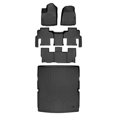 SMARTLINER 2022 - 2025 Jeep Wagoneer 8 Passenger Custom Fit Floor Liners - 1st, 2nd, 3rd & 4th Rows - 3rd Seat Down